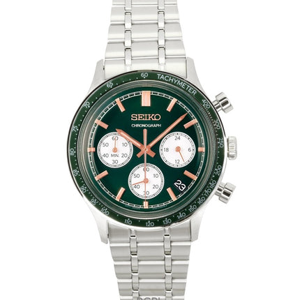 Orologio da uomo Seiko Cronografo in acciaio inossidabile con quadrante verde al quarzo SSB481P1