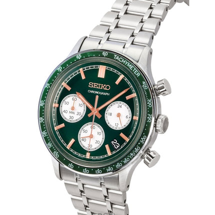Orologio da uomo Seiko Cronografo in acciaio inossidabile con quadrante verde al quarzo SSB481P1