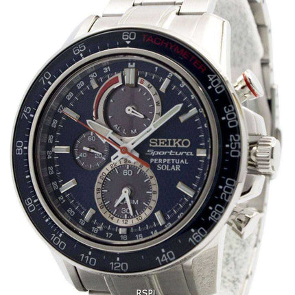 Orologio da uomo Seiko Sportura Solar Chronograph Perpetual SSC355 SSC355P1 SSC355P