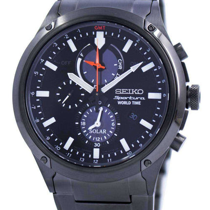 Orologio da uomo Seiko Sportura World Time Solar Chronograph SSC481 SSC481P1 SSC481P