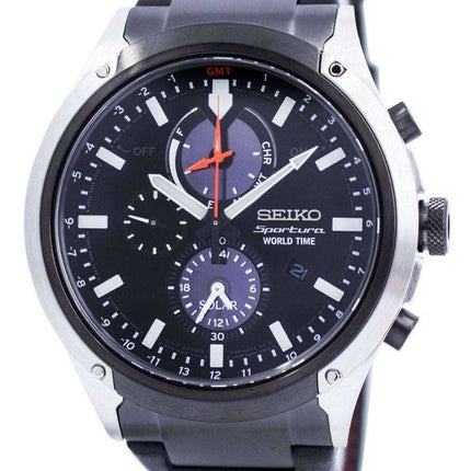 Orologio da uomo Seiko Sportura World Time Solar Chronograph SSC483 SSC483P1 SSC483P