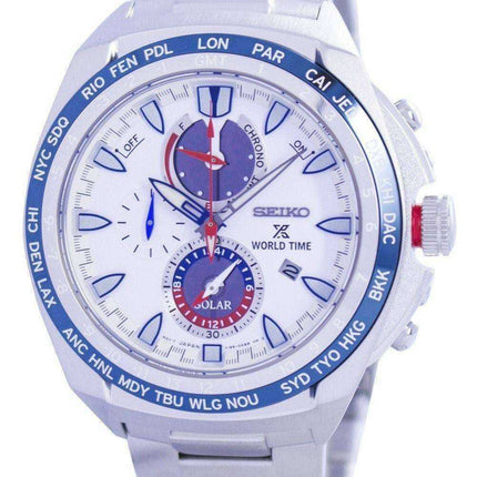 Orologio da uomo Seiko Prospex Sea World Time Solar Chronograph SSC485 SSC485P1 SSC485P