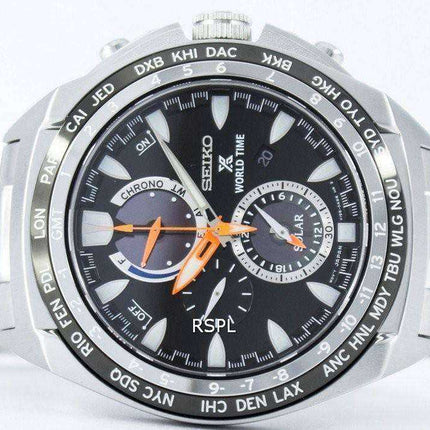 Orologio da uomo Seiko Prospex Solar World Time Chronograph Power Reserve SSC487 SSC487P1 SSC487P