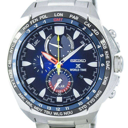 Orologio da uomo Seiko Prospex World Time Solar Chronograph SSC549 SSC549P1 SSC549P