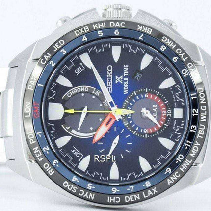 Orologio da uomo Seiko Prospex World Time Solar Chronograph SSC549 SSC549P1 SSC549P