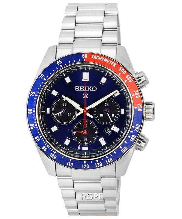 Orologio da uomo Seiko Prospex Speedtimer Go Large Solar Cronografo quadrante blu SSC913 SSC913P1 SSC913P 100M