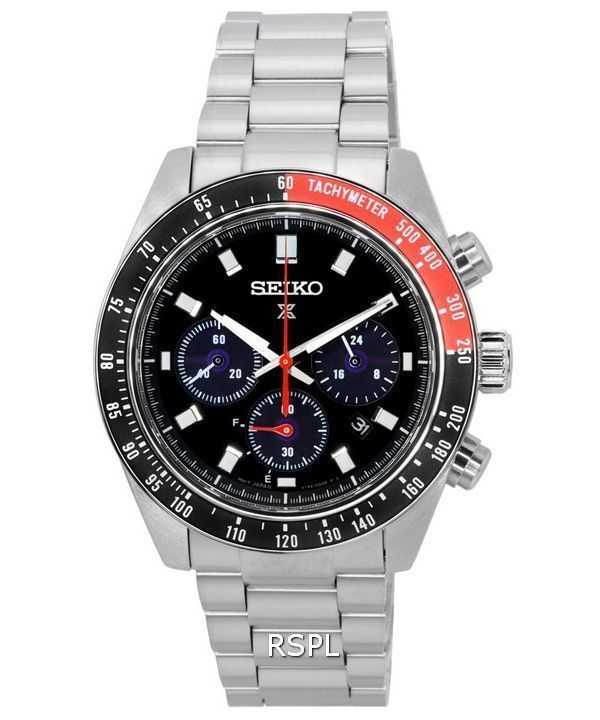 Orologio da uomo Seiko Prospex Speedtimer Go Large Solar Chronograph quadrante nero SSC915 SSC915P1 SSC915P 100M