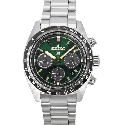 Orologio da uomo Seiko Prospex Speedtimer Chronograph quadrante verde intenso Solar SSC933P1 100M