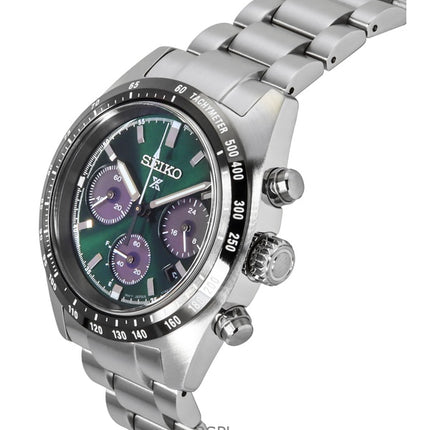 Orologio da uomo Seiko Prospex Speedtimer Chronograph quadrante verde intenso Solar SSC933P1 100M