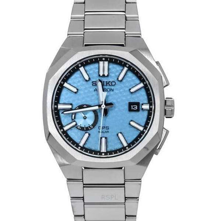 Orologio da uomo Seiko Astron Starfull Sky GPS Limited Edition in acciaio inossidabile con quadrante blu e solare SSJ027J1 100M