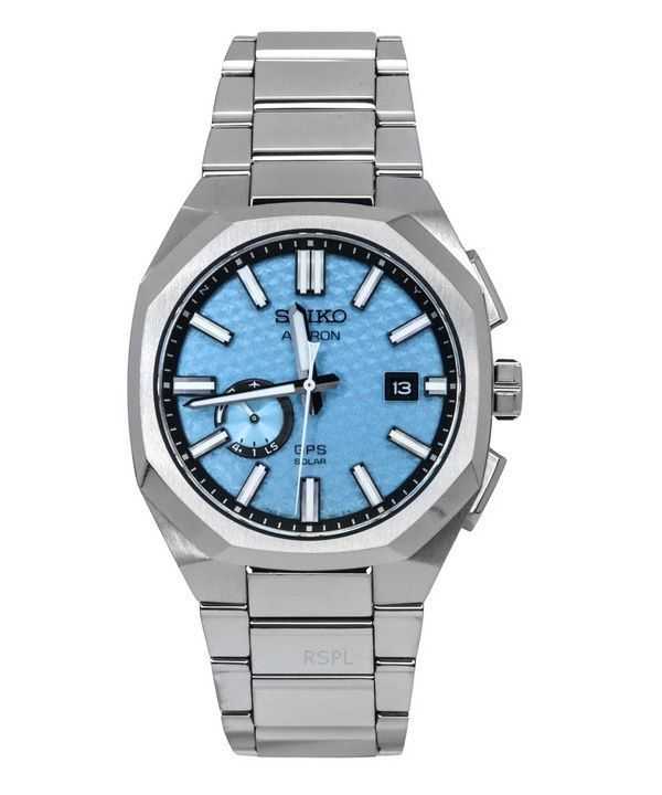 Orologio da uomo Seiko Astron Starfull Sky GPS Limited Edition in acciaio inossidabile con quadrante blu e solare SSJ027J1 100M