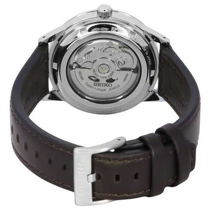 Orologio da uomo Seiko Presage Style60's GMT con cinturino in pelle di vitello e quadrante nero automatico SSK013J1