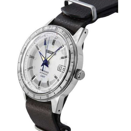 Orologio da uomo Seiko Presage Style60 GMT 110th Anniversary cinturino in pelle con quadrante bianco automatico SSK015J1