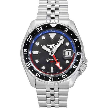 Orologio da uomo Seiko 5 Sports SKX Style GMT in acciaio inossidabile quadrante grigio 24 gioielli automatico SSK019J1 100M