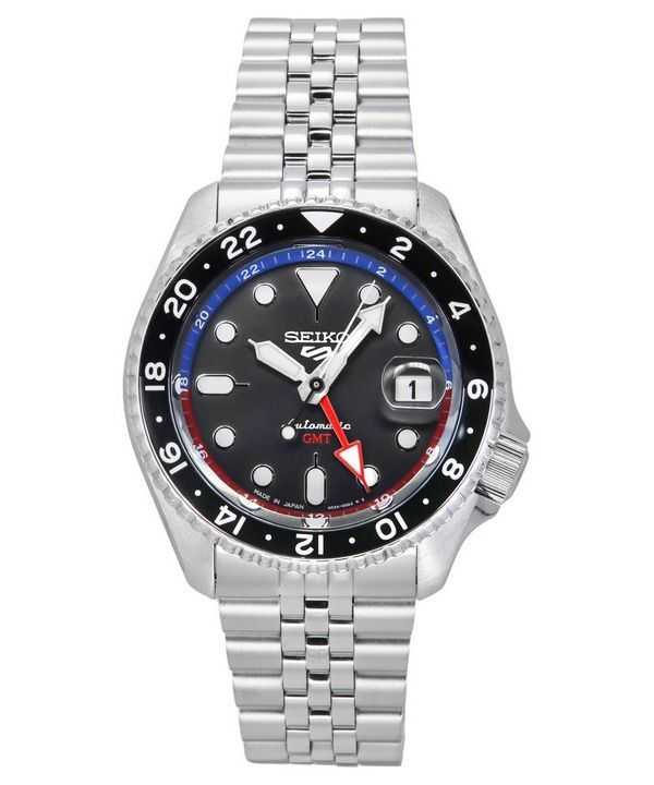 Orologio da uomo Seiko 5 Sports SKX Style GMT in acciaio inossidabile quadrante grigio 24 gioielli automatico SSK019J1 100M