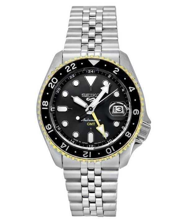 Orologio da uomo Seiko 5 Sports SKX Style GMT in acciaio inossidabile quadrante grigio 24 gioielli automatico SSK021J1 100M