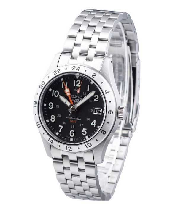 Orologio da uomo Seiko 5 Sports GMT Field Series in acciaio inossidabile quadrante nero automatico SSK023K1 100