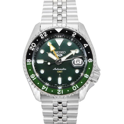Orologio da uomo Seiko 5 Sports SKX GMT in acciaio inossidabile con quadrante verde automatico SSK035K1 100M