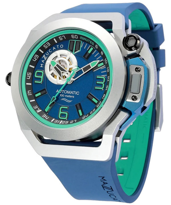 Orologio da uomo Mazzucato Rim Scuba Blue Green reversibile doppio quadrante automatico SUB03-BL3255 100M