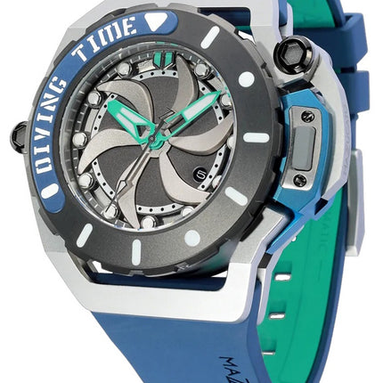 Orologio da uomo Mazzucato Rim Scuba Blue Green reversibile doppio quadrante automatico SUB03-BL3255 100M