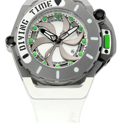 Orologio da uomo Mazzucato RIM Scuba bianco verde reversibile doppio quadrante automatico SUB07-WH802 100M