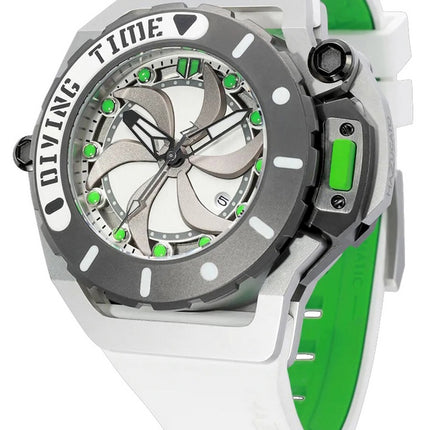 Orologio da uomo Mazzucato RIM Scuba bianco verde reversibile doppio quadrante automatico SUB07-WH802 100M