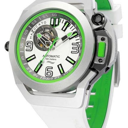 Orologio da uomo Mazzucato RIM Scuba bianco verde reversibile doppio quadrante automatico SUB07-WH802 100M