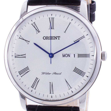 Orologio da uomo Orient quadrante bianco in pelle nera al quarzo SUG1R009W6