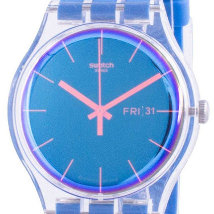 Orologio da uomo Swatch Polablue con quadrante blu e cinturino in silicone al quarzo SUOK711