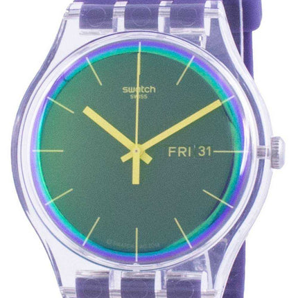Orologio da uomo Swatch Polapurple quadrante viola con cinturino in silicone al quarzo SUOK712