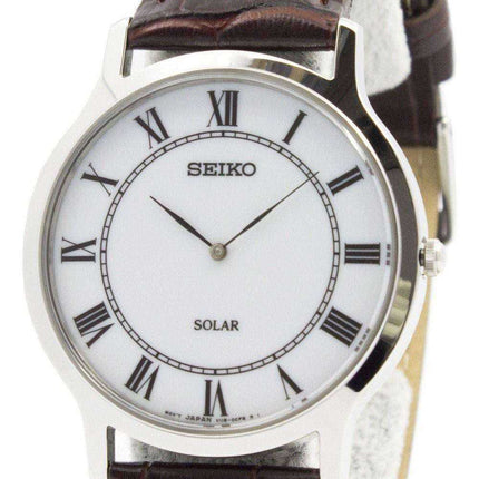 Orologio da uomo in pelle con quadrante bianco Seiko Solar SUP869 SUP869P1 SUP869P
