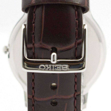 Orologio da uomo in pelle con quadrante bianco Seiko Solar SUP869 SUP869P1 SUP869P