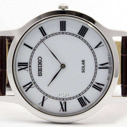 Orologio da uomo in pelle con quadrante bianco Seiko Solar SUP869 SUP869P1 SUP869P