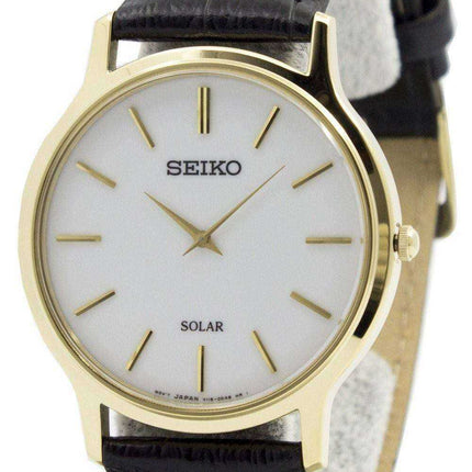 Orologio da uomo in pelle con quadrante bianco Seiko Solar SUP872 SUP872P1 SUP872P