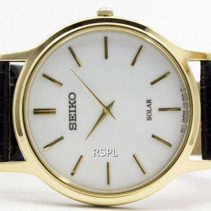 Orologio da uomo in pelle con quadrante bianco Seiko Solar SUP872 SUP872P1 SUP872P