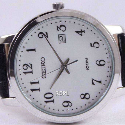Orologio da uomo con cinturino in pelle al quarzo Seiko SUR113P1 SUR113P