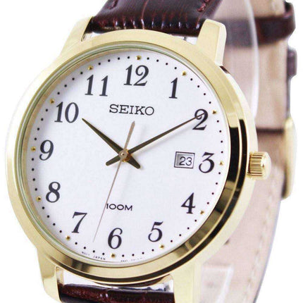 Orologio da uomo con cinturino in pelle al quarzo Seiko SUR114P1 SUR114P