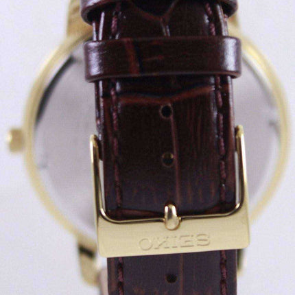 Orologio da uomo con cinturino in pelle al quarzo Seiko SUR114P1 SUR114P
