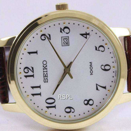 Orologio da uomo con cinturino in pelle al quarzo Seiko SUR114P1 SUR114P
