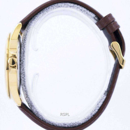 Orologio al quarzo quadrante bianco al quarzo Seiko in pelle marrone SUR160 SUR160P1 SUR160P