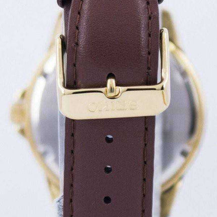 Orologio al quarzo quadrante bianco al quarzo Seiko in pelle marrone SUR160 SUR160P1 SUR160P