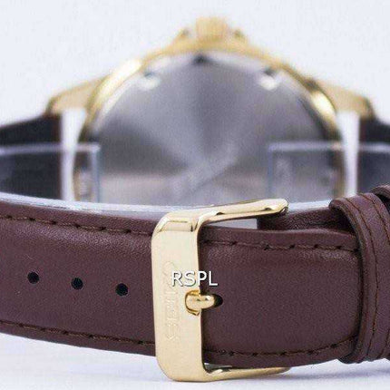 Orologio al quarzo quadrante bianco al quarzo Seiko in pelle marrone SUR160 SUR160P1 SUR160P