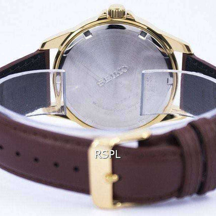 Orologio al quarzo quadrante bianco al quarzo Seiko in pelle marrone SUR160 SUR160P1 SUR160P