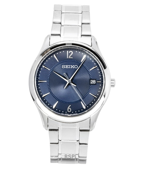 Orologio da uomo Seiko Classic in acciaio inossidabile con quadrante blu al quarzo SUR419P1 100M