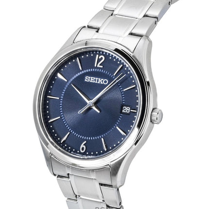 Orologio da uomo Seiko Classic in acciaio inossidabile con quadrante blu al quarzo SUR419P1 100M