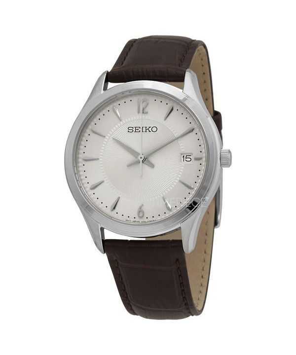Seiko Nobel Scopri di più Orologio da uomo con cinturino in pelle quadrante beige al quarzo SUR421P1 100M