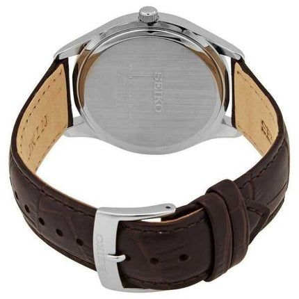 Seiko Nobel Scopri di più Orologio da uomo con cinturino in pelle quadrante beige al quarzo SUR421P1 100M