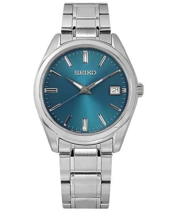 Orologio da uomo Seiko Classic in acciaio inossidabile con quadrante blu al quarzo SUR525P1 100M