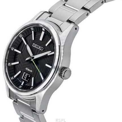 Orologio da uomo Seiko Analogico in acciaio inossidabile con quadrante nero al quarzo SUR535P1 100M