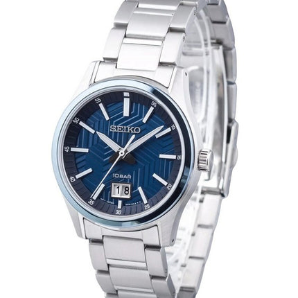 Orologio da uomo Seiko Sports in acciaio inossidabile quadrante blu al quarzo SUR559P1 100M